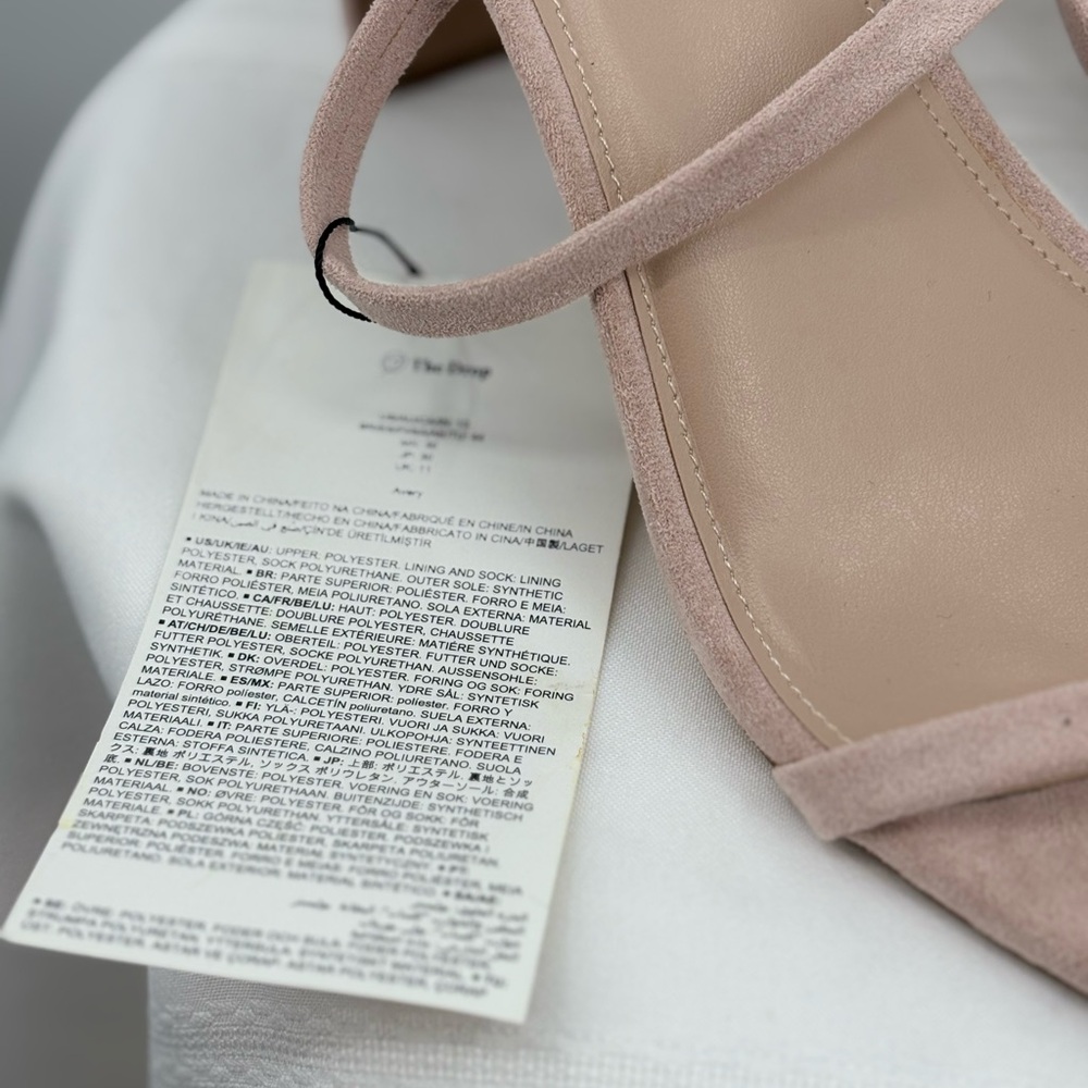 The Drop Avery Square Toe Two Strap High Heel Sandal Blush/pink Suede, Size 13 - Picture 2 of 4